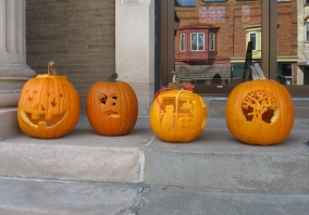 Display your carved pumpkin on the steps of Watertown Public Library