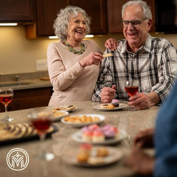 Residents dining in apartment